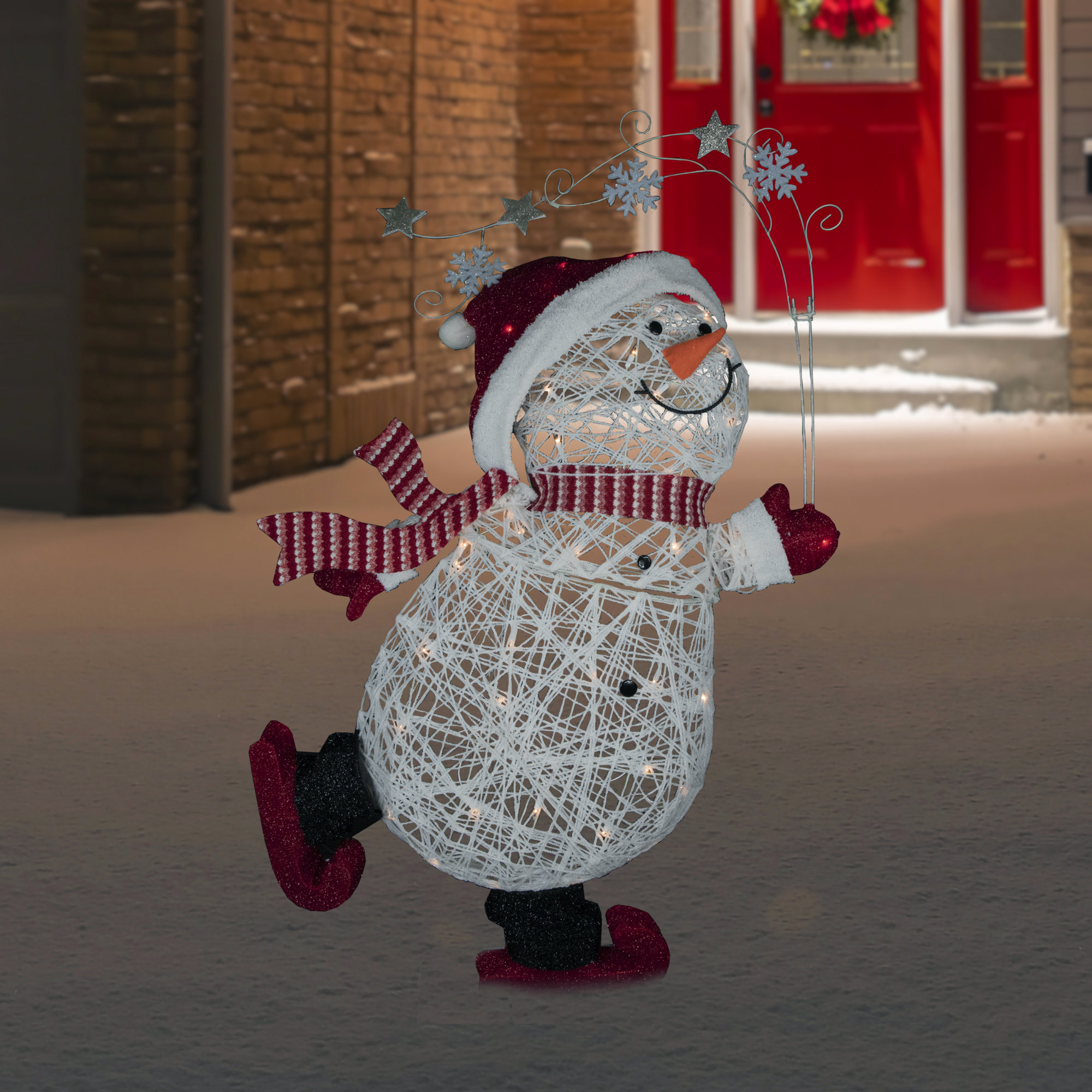 Northlight Seasonal 56" Lighted Ice Skating Snowman Outdoor Decoration